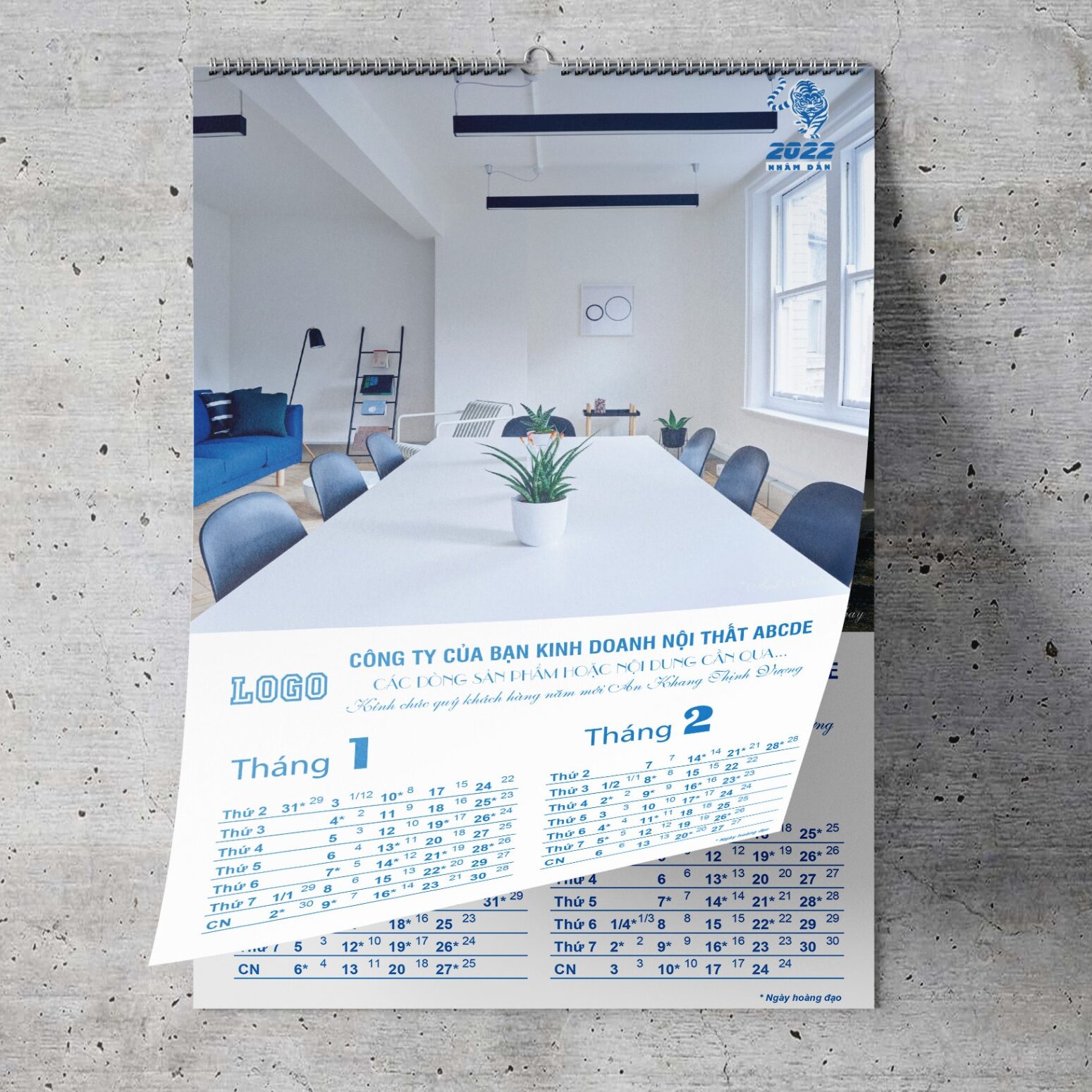 Lịch treo tường 7 tờ phong cách thiết kế nội thất