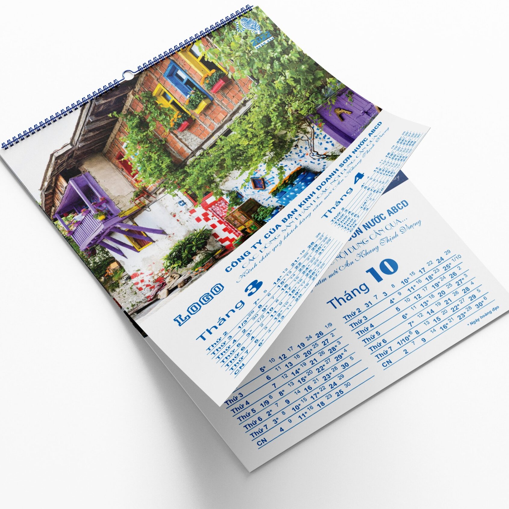 Lịch treo tường 7 tờ phong cách màu sơn các công trình rực rỡ