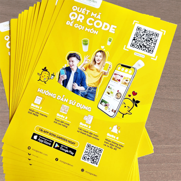 Thiết kế tờ rơi A5 hai mặt mẫu màu vàng