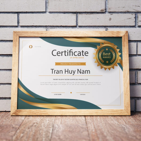 Thiết kế chứng nhận certificate phong cách hiện đại