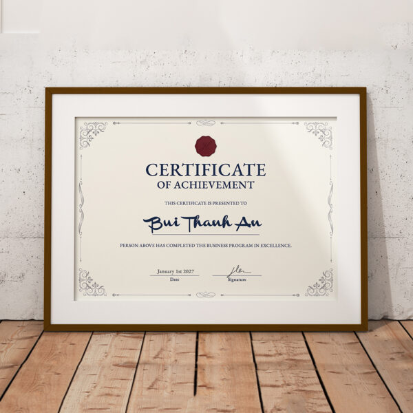 Thiết kế chứng nhận hoàn thành theo phong cách châu Âu