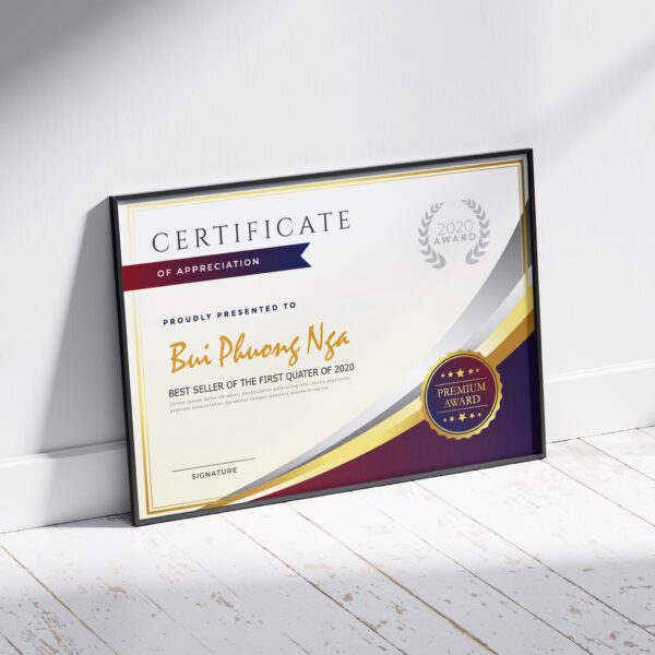 Thiết kế chứng nhận hoàn thành certificate phong cách hiện đại