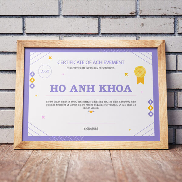 Thiết kế chứng nhận certificate phong cách màu tím