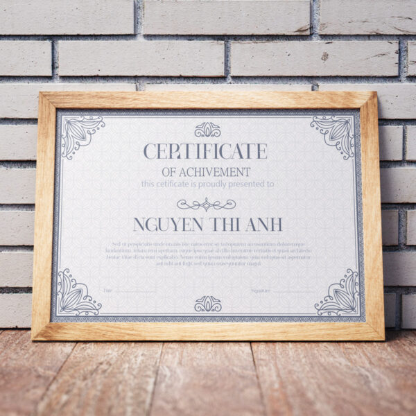 Thiết kế chứng nhận hoàn thành phong cách nhẹ nhàng màu xám grey