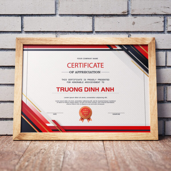 Thiết kế chứng nhận hoàn thành chương trình phong cách màu sắc ấn tượng