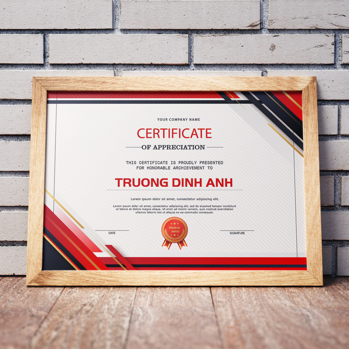 Thiết kế chứng nhận hoàn thành chương trình phong cách màu sắc ấn tượng