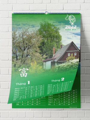 Thiết kế lịch treo tường 7 tờ phong cách màu sắc
