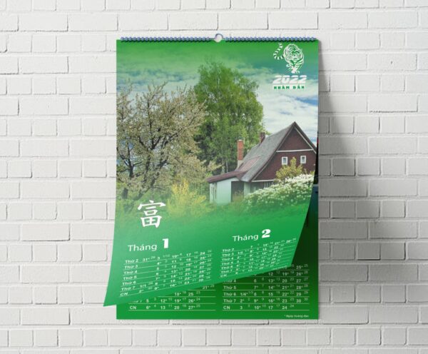 Thiết kế lịch treo tường 7 tờ phong cách màu sắc