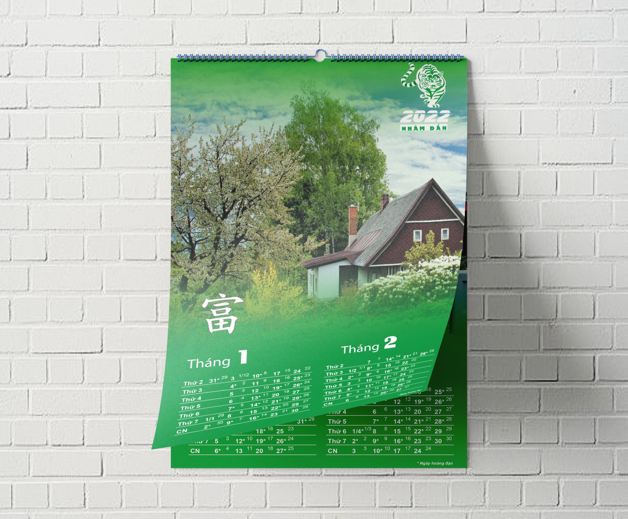 Thiết kế lịch treo tường 7 tờ phong cách màu sắc