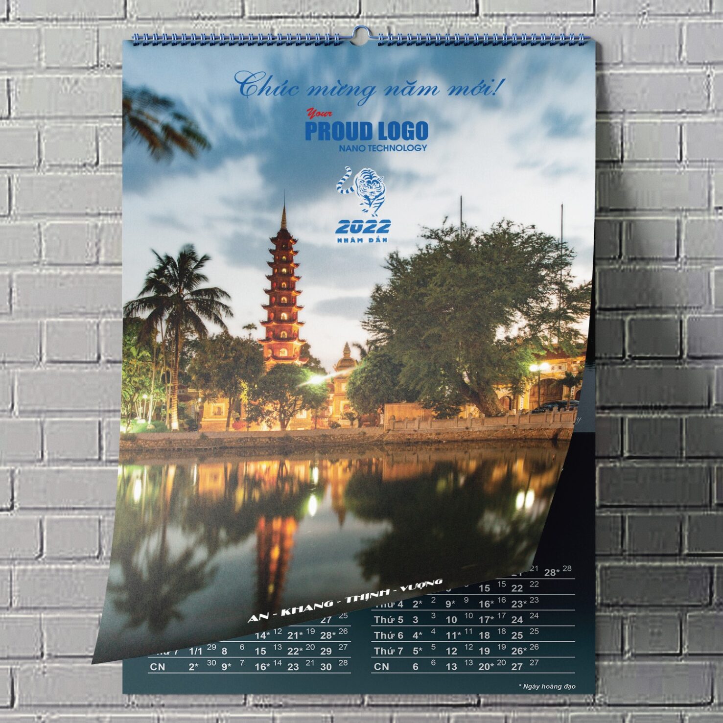 Lịch treo tường 7 tờ phong cách Hà Nội màu sắc