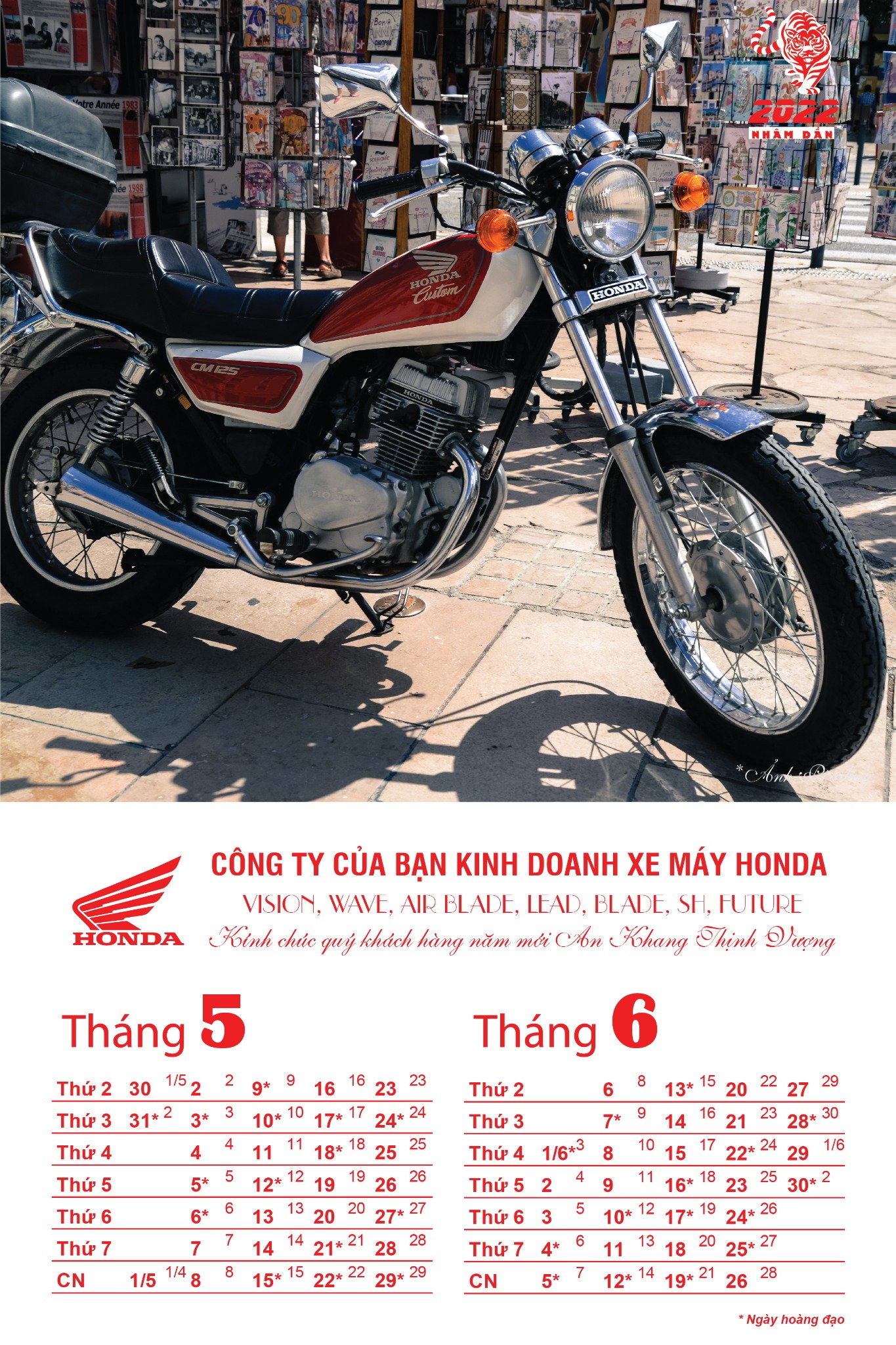 Lịch treo tường 7 tờ phong cách xe máy Honda - Ảnh 7