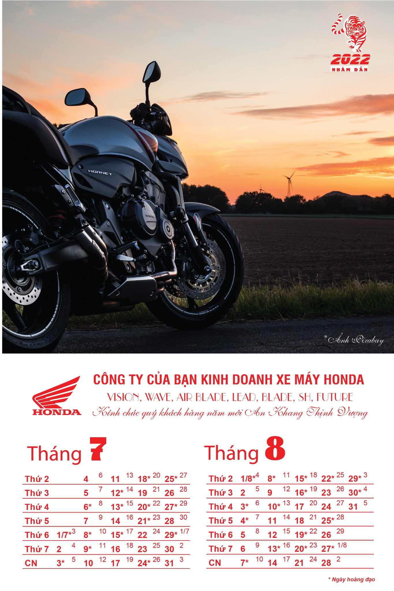 Lịch treo tường 7 tờ phong cách xe máy Honda - Ảnh 8