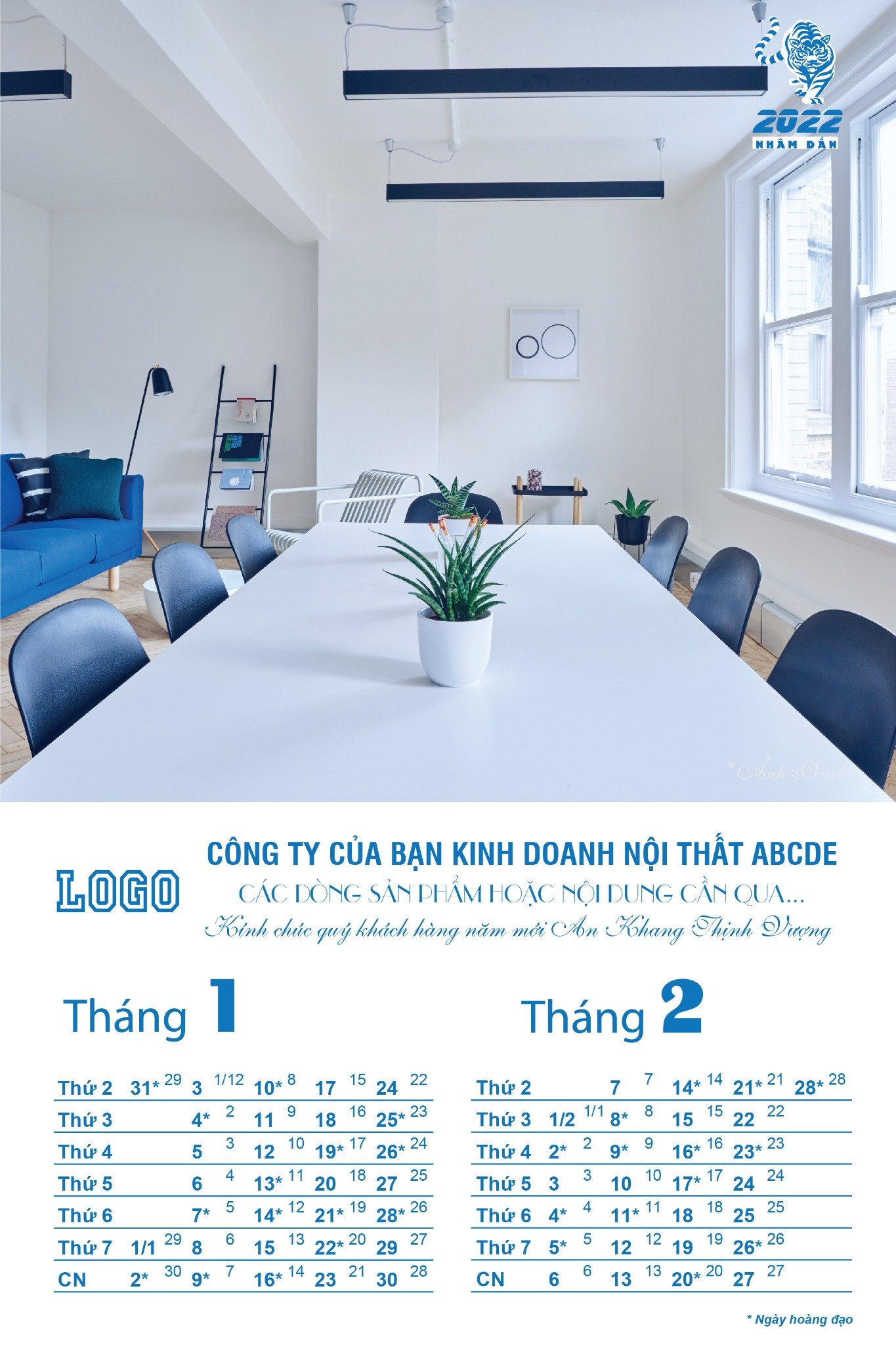Lịch treo tường 7 tờ phong cách thiết kế nội thất - Ảnh 2