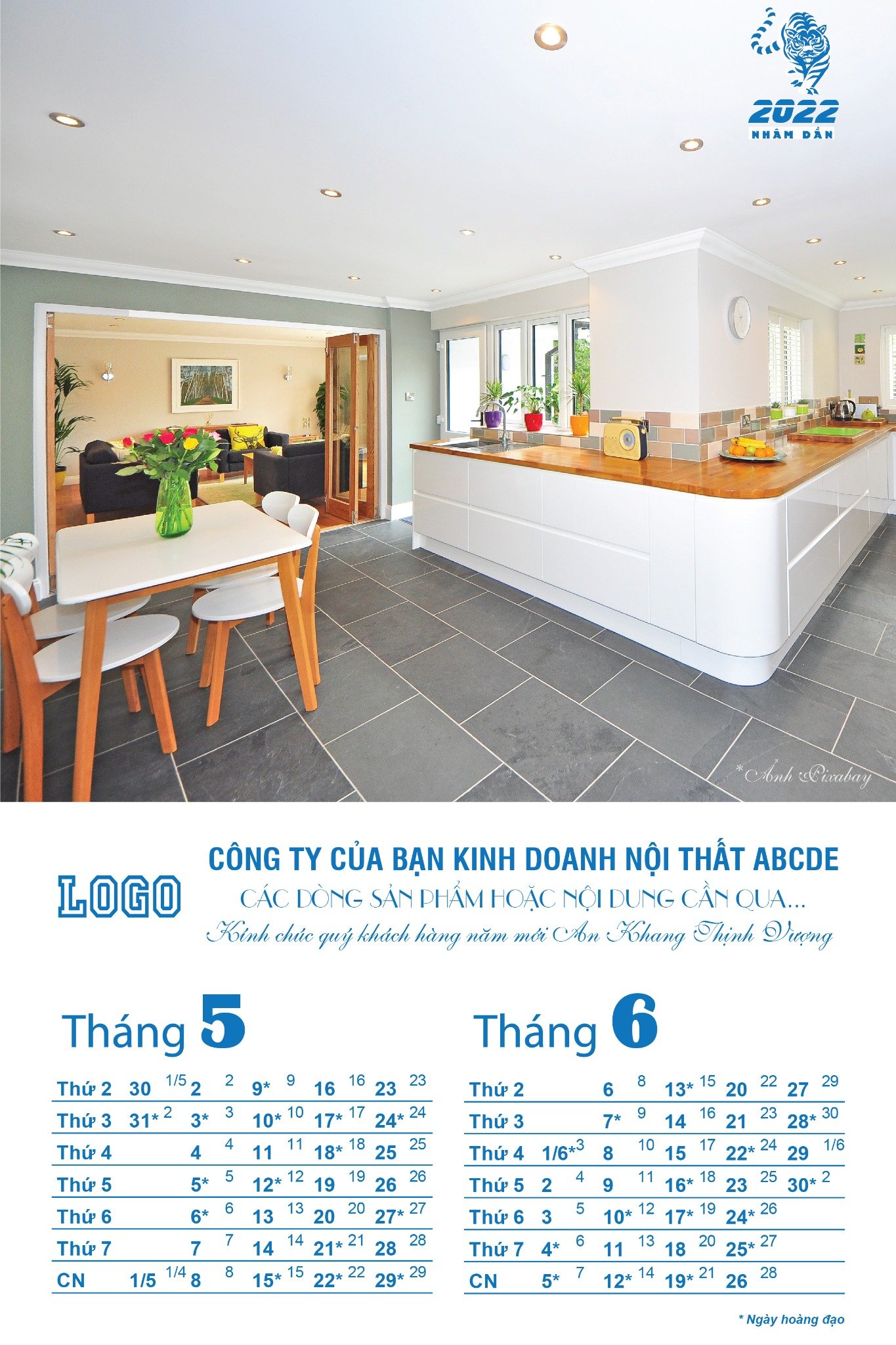 Lịch treo tường 7 tờ phong cách thiết kế nội thất - Ảnh 4