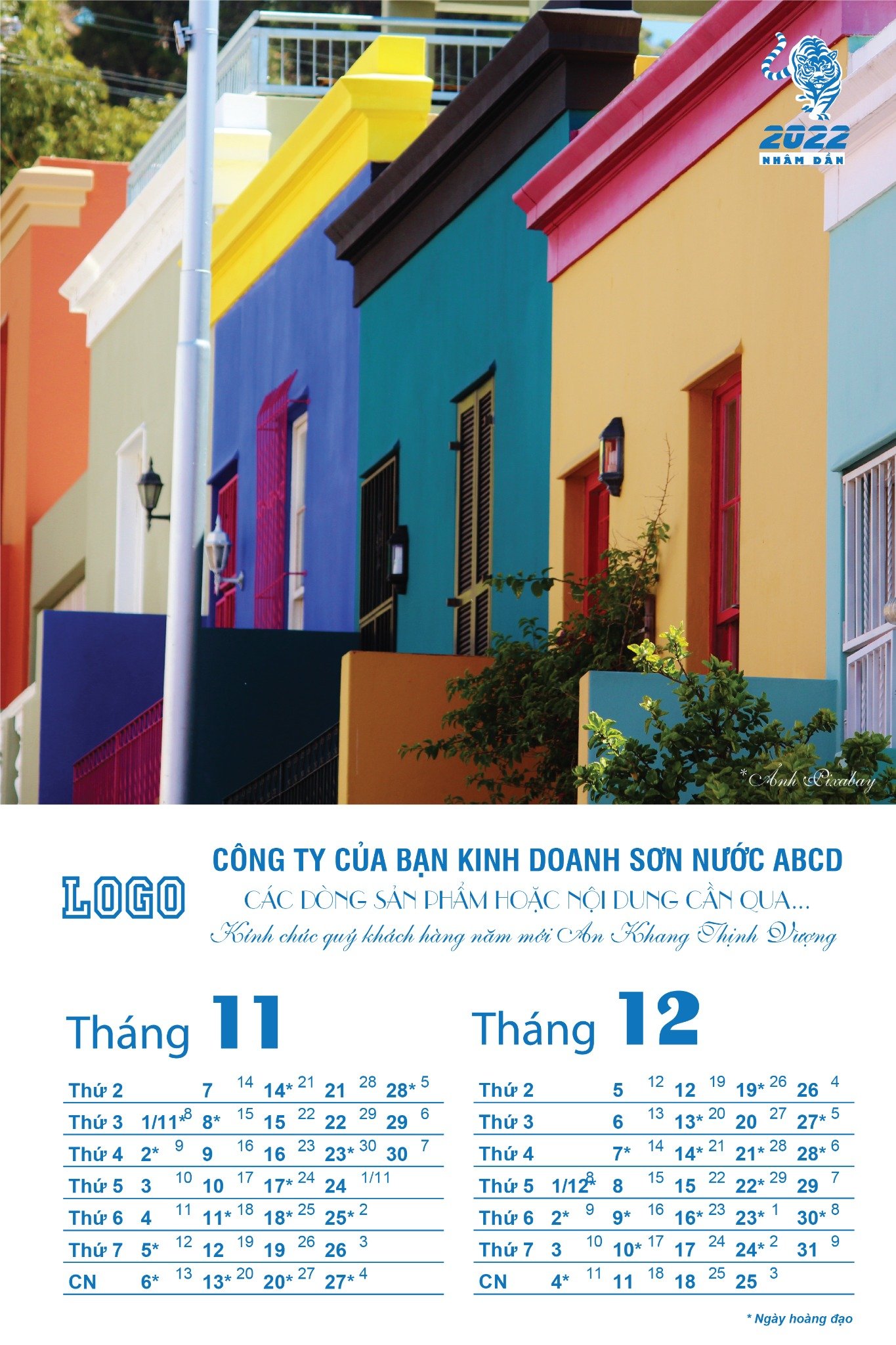 Lịch treo tường 7 tờ phong cách màu sơn các công trình rực rỡ - Ảnh 2
