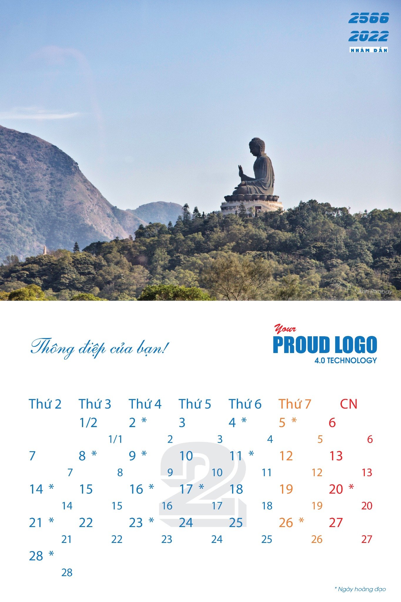 Lịch treo tường 13 tờ phong cách các công trình Phật giáo - Ảnh 4