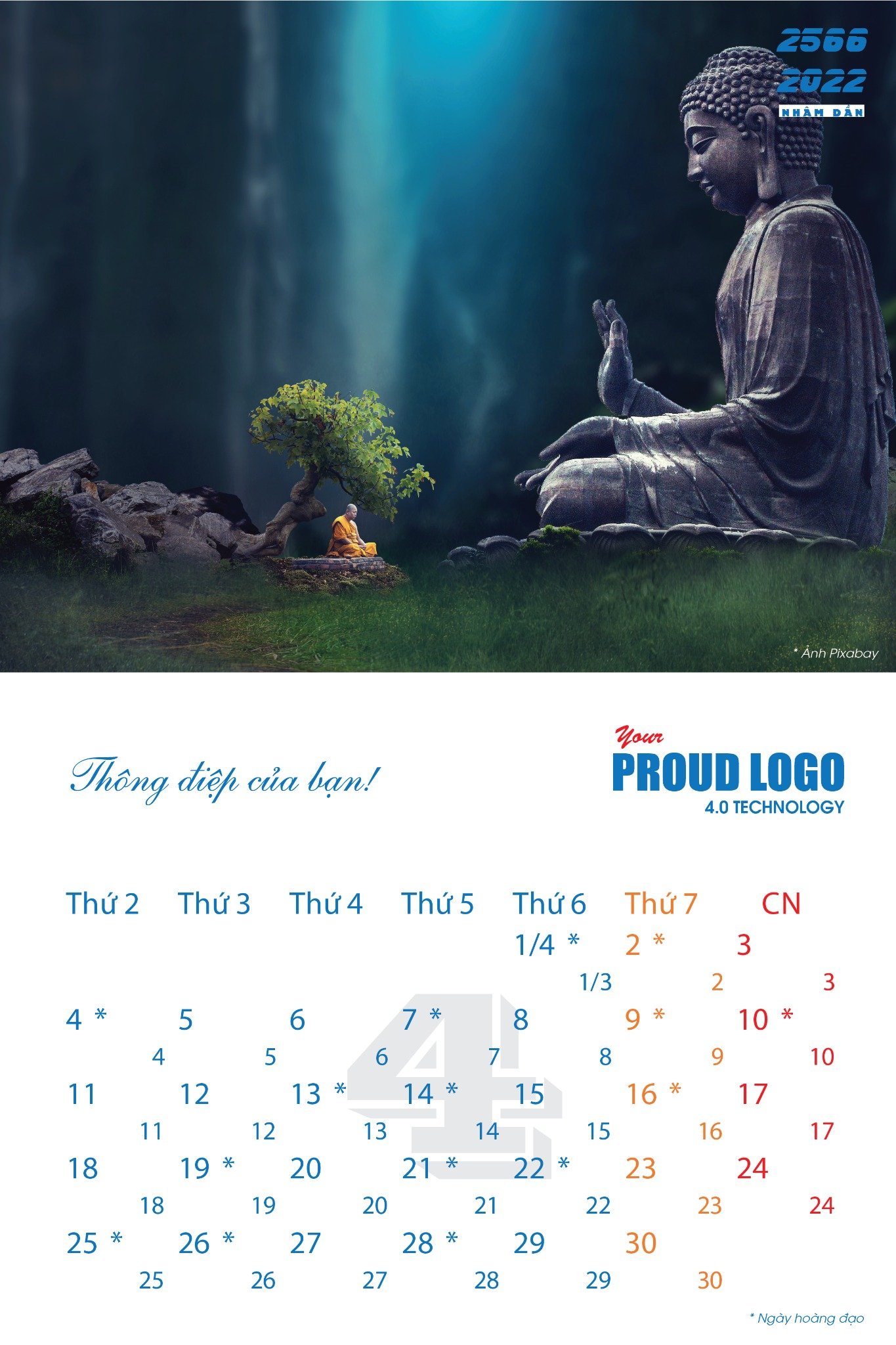 Lịch treo tường 13 tờ phong cách các công trình Phật giáo - Ảnh 6