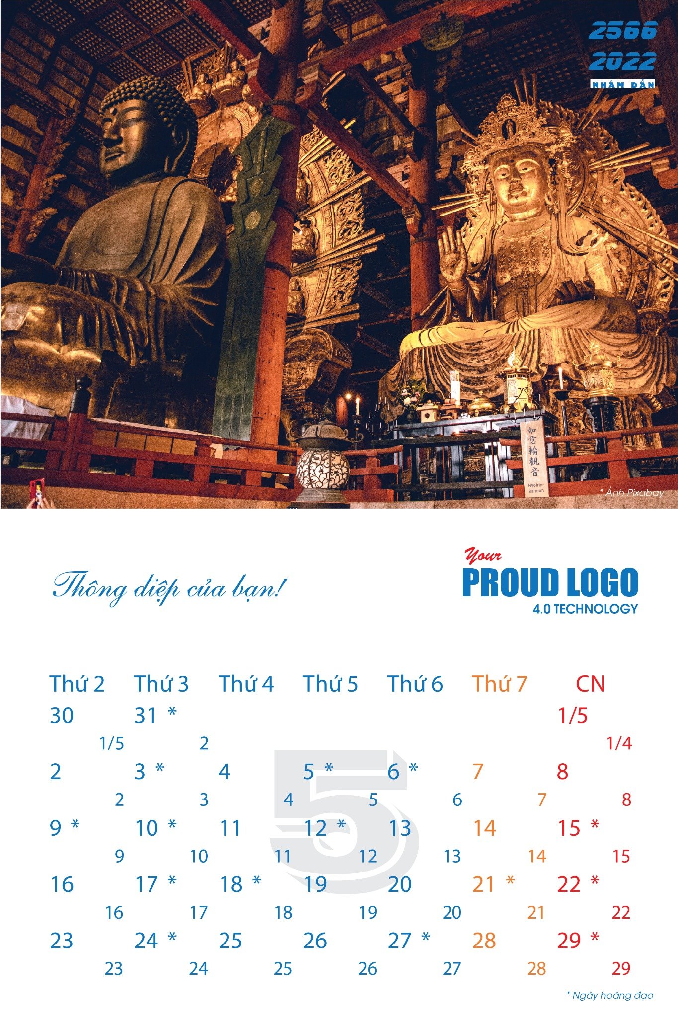 Lịch treo tường 13 tờ phong cách các công trình Phật giáo - Ảnh 7