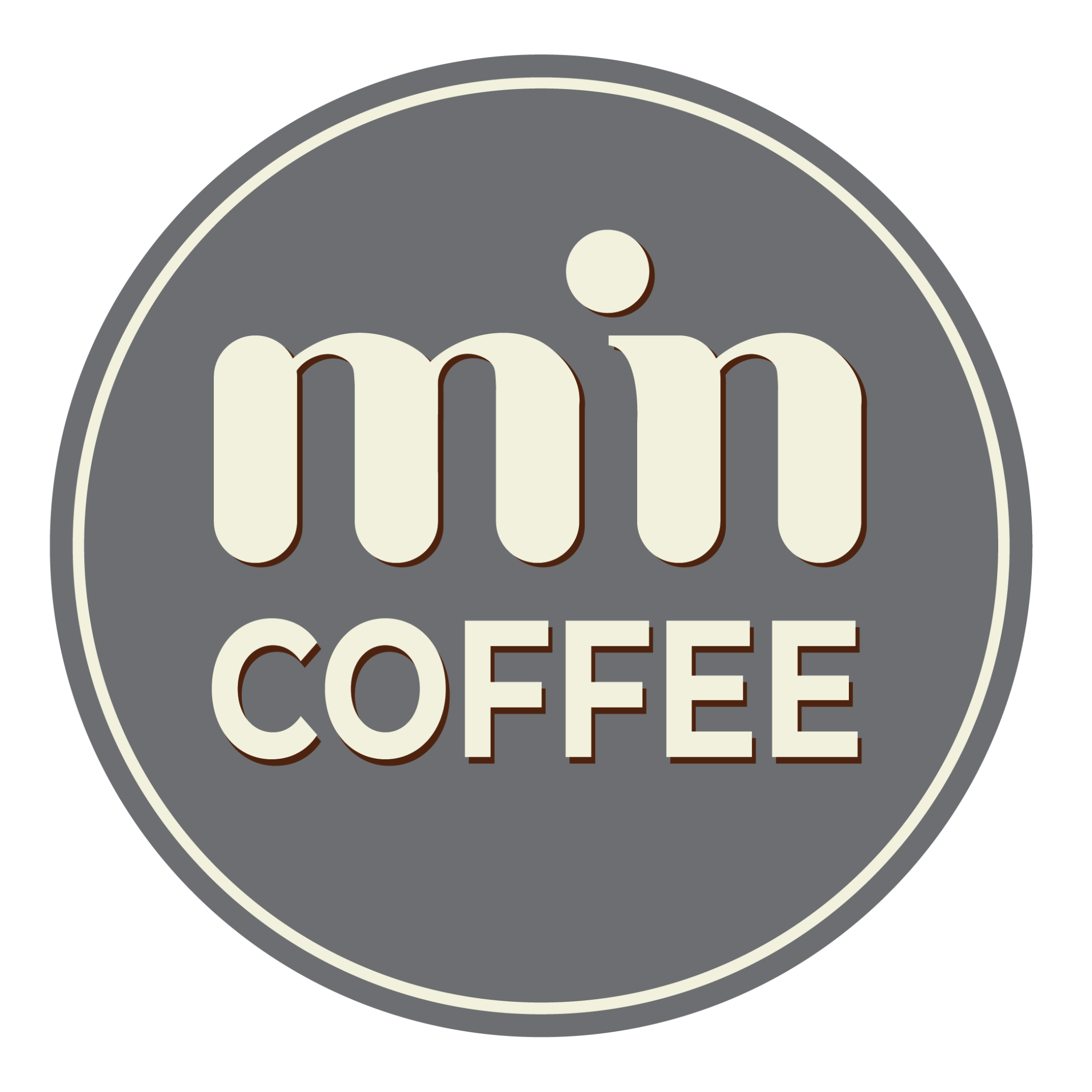 Logo quán cà phê màu xám chữ trắng ngà