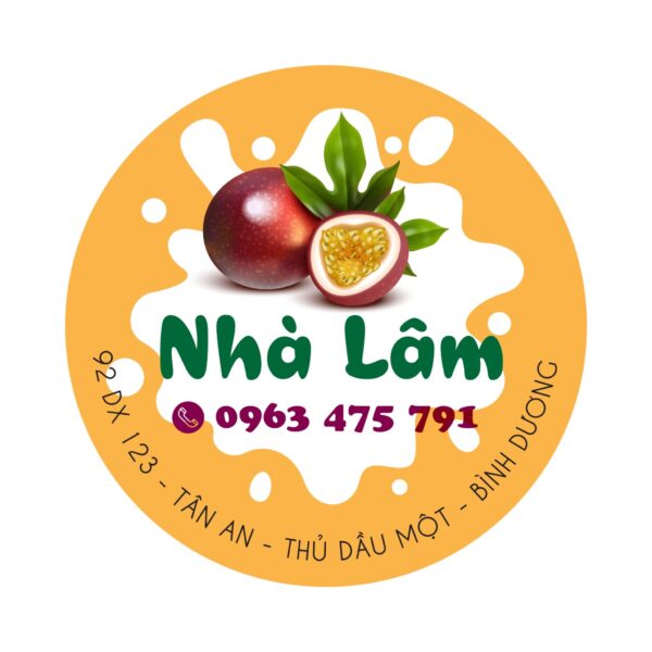 Thiết kế sticker sữa chua chanh dây cho cửa hàng đồ uống
