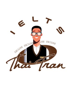 Bản thiết kế logo trung tâm tiếng Anh với biểu tượng nhân vật