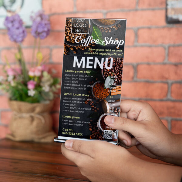 Menu thực đơn nhà hàng, quán cà phê bằng mica kẹp giấy in