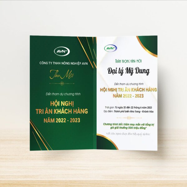 Thiết kế thư mời sự kiện công ty nông nghiệp màu xanh
