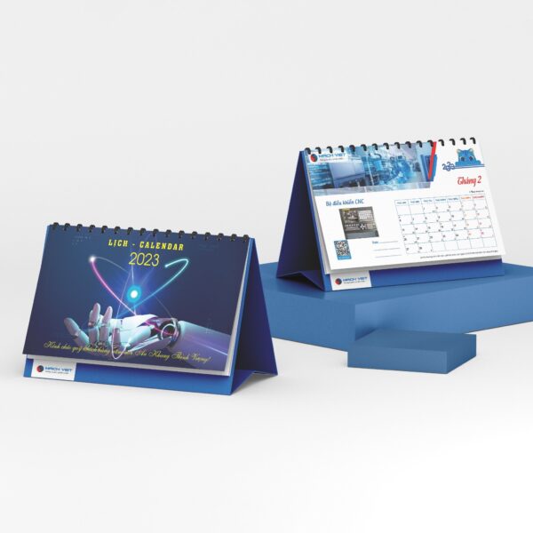 Thiết kế lịch để bàn cho doanh nghiệp công nghệ 2023 Quý Mão