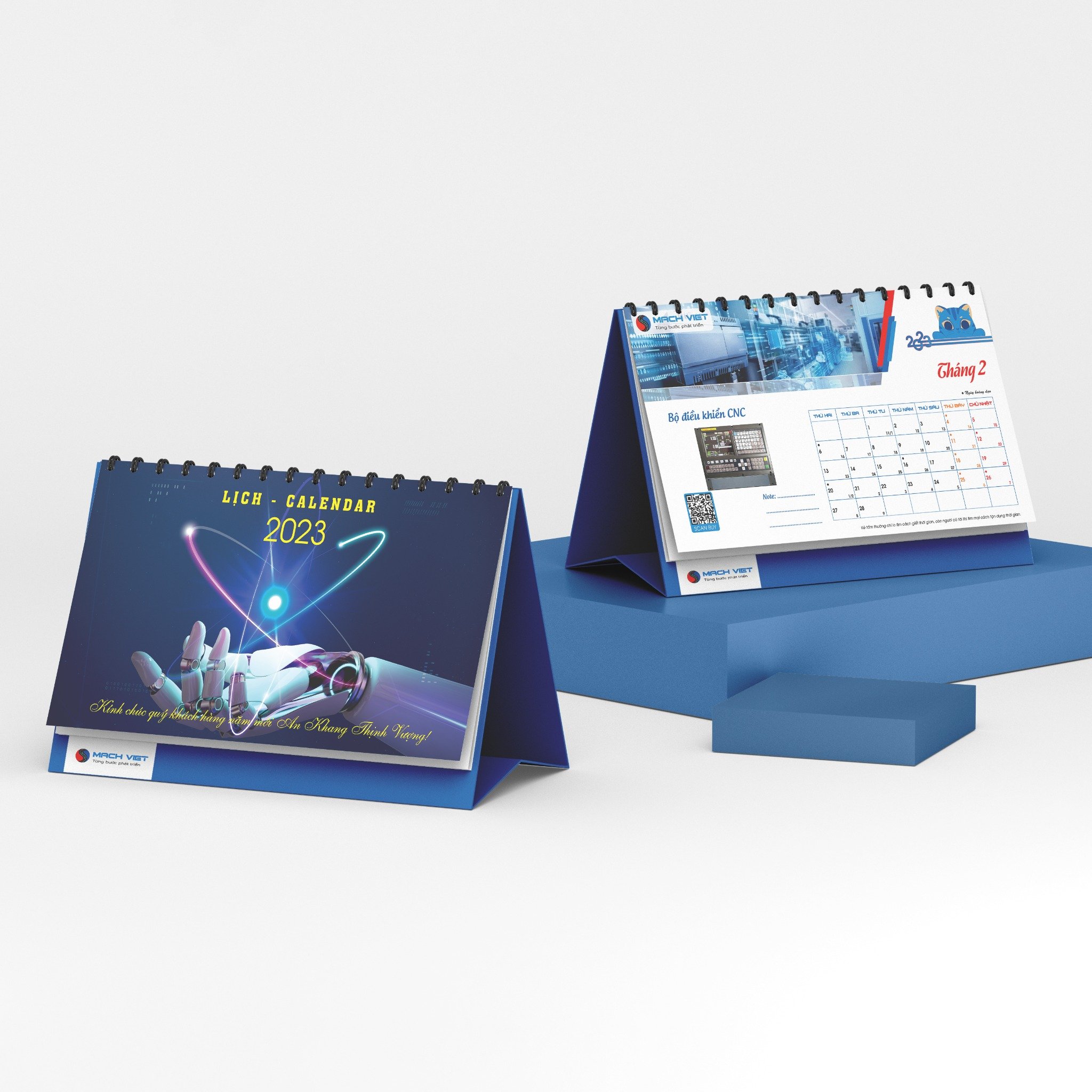 Thiết kế lịch để bàn cho doanh nghiệp công nghệ 2023 Quý Mão