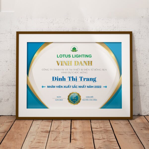 Thiết kế chứng nhận - vinh danh nhân viên xuất sắc năm
