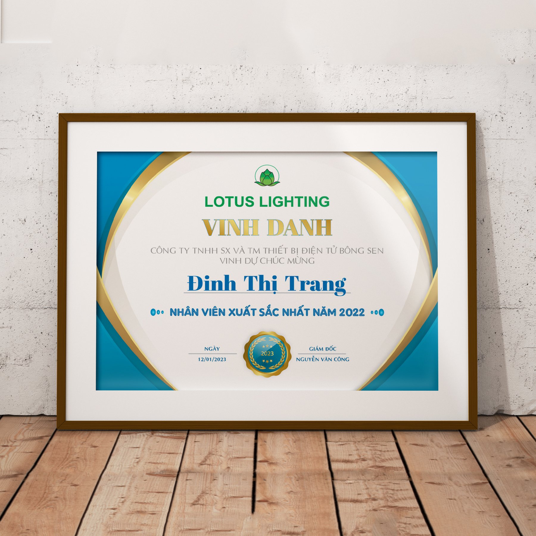 Thiết kế chứng nhận - vinh danh nhân viên xuất sắc năm