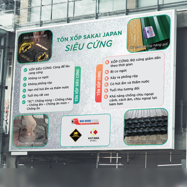 Biển quảng cáo sản phẩm mới thương hiệu sản phẩm tôn xốp siêu cứng