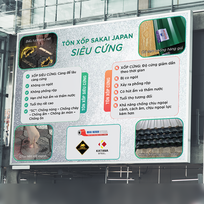 Biển quảng cáo sản phẩm mới thương hiệu sản phẩm tôn xốp siêu cứng