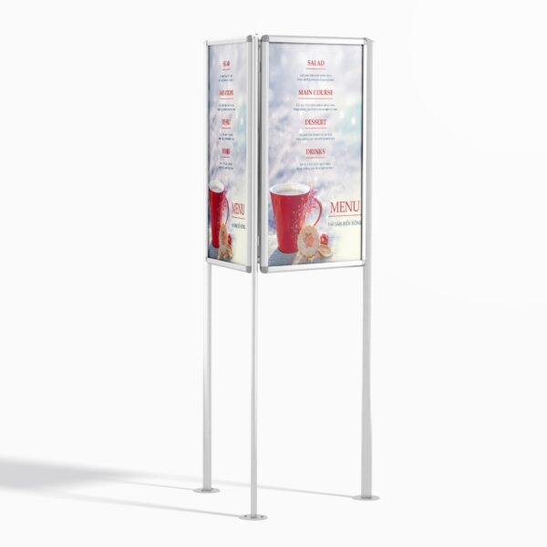 Standee poster trên đường phố với khung inox không gỉ và mặt mica