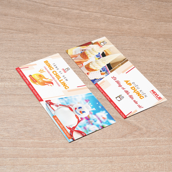 Thiết kế voucher khuyến mãi cho cửa hàng kem, trà sữa, đồ uống