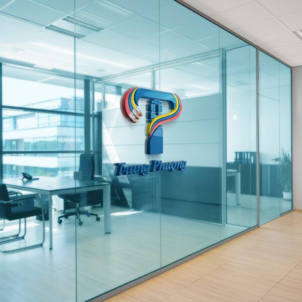 Thiết kế logo thương hiệu công ty nổi bật bằng mica màu
