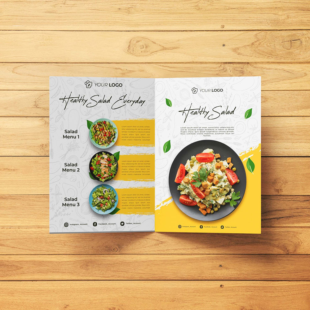 Tờ tơi 4 mặt, menu gập giới thiệu món mới cho nhà hàng quán ăn