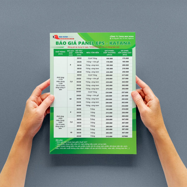 Thiết kế bảng báo giá A4 màu xanh