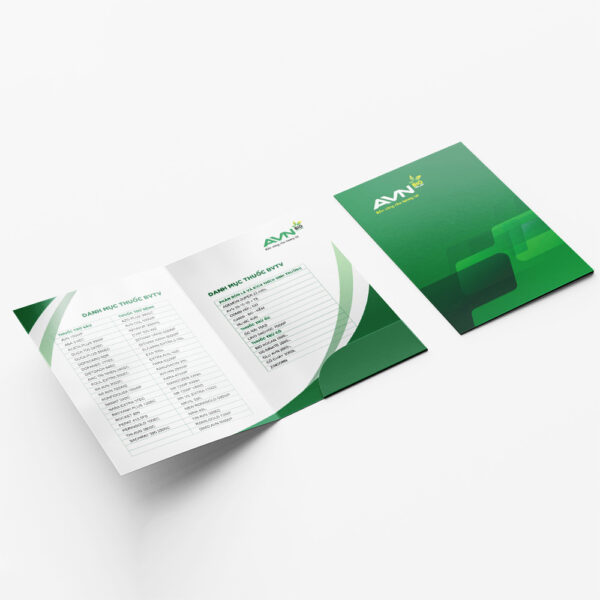 Thiết kế bìa kẹp file đựng tài liệu kích cỡ A4 màu xanh lá cây