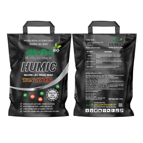 Thiết kế bao bì phân bón hiện đại màu đen Humic
