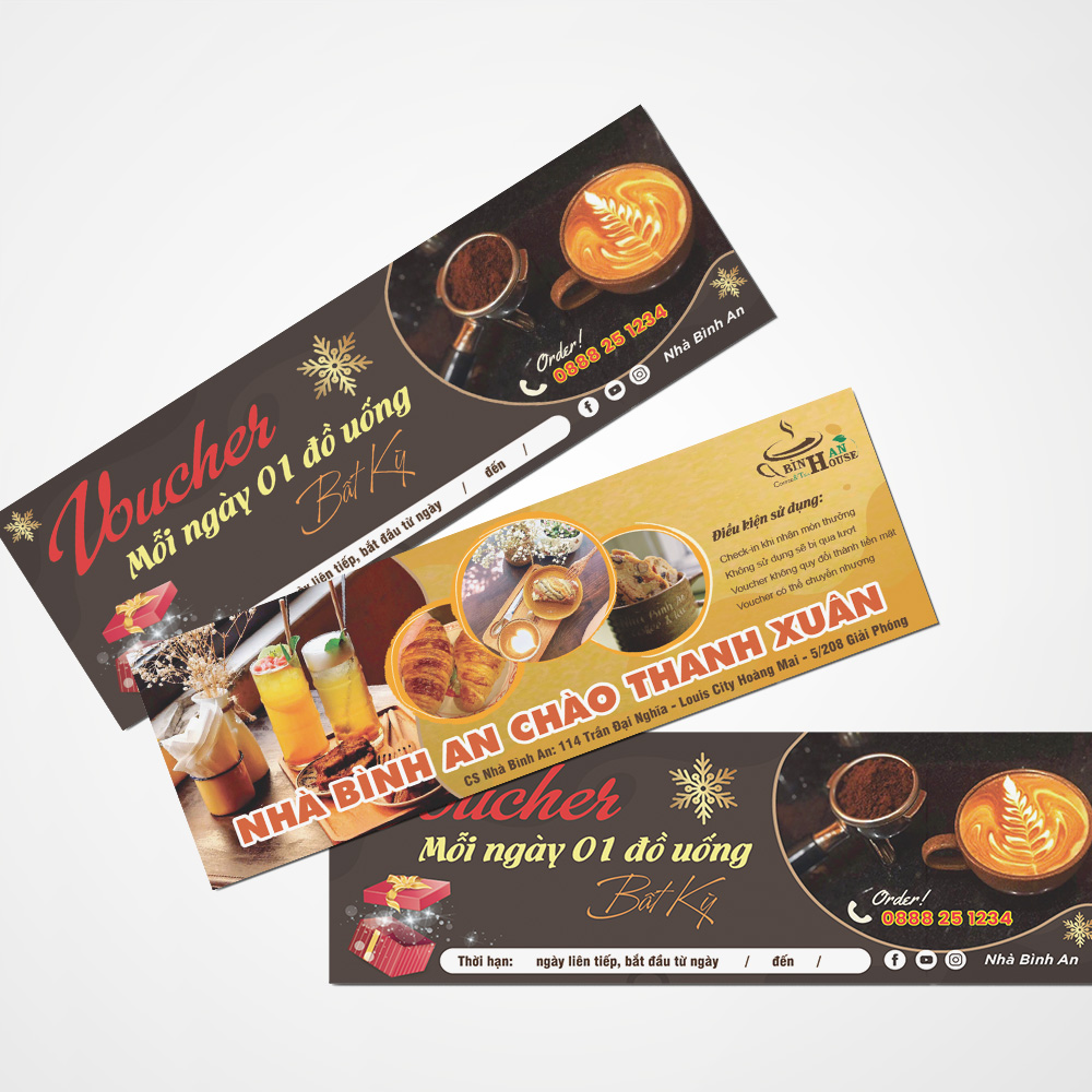 Thiết kế Voucher thẻ giảm giá khuyến mại cho quán cà phê