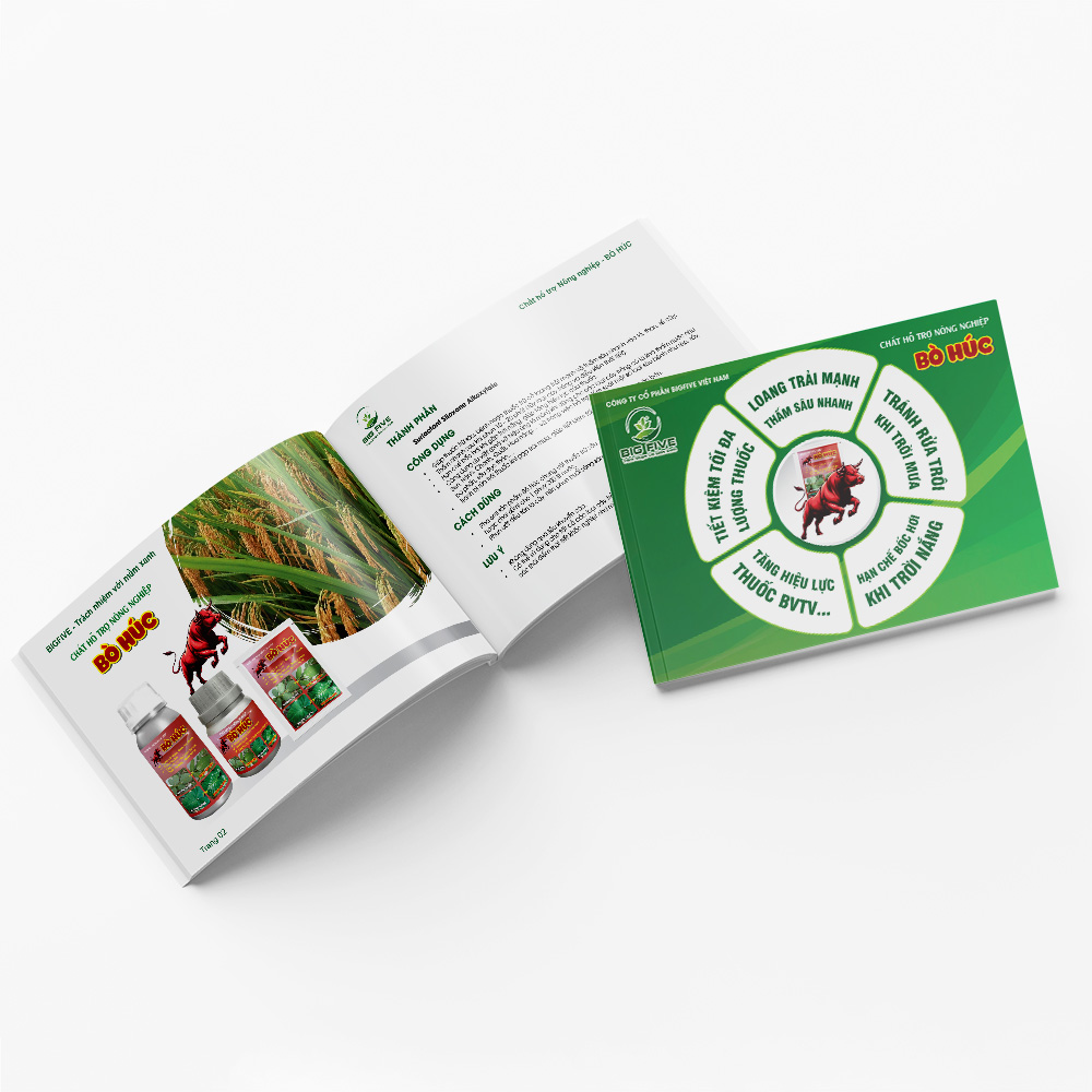 Thiết kế sổ tay sản phẩm nông nghiệp màu xanh lá cây