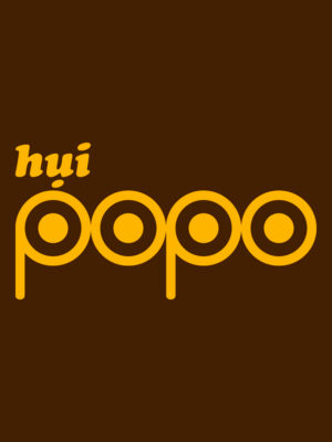 Thiết kế logo nền nâu chữ màu vàng Hụi Popo