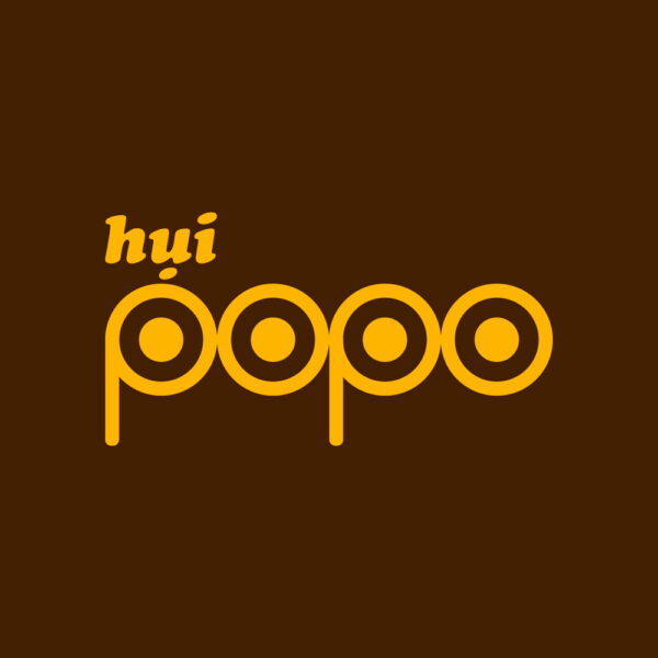 Thiết kế logo nền nâu chữ màu vàng Hụi Popo