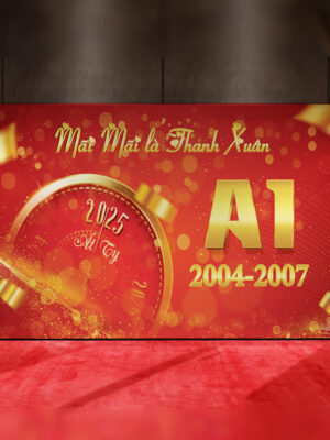 Thiết kế phông nền họp lớp, tất niên, year end party cuối năm màu đỏ