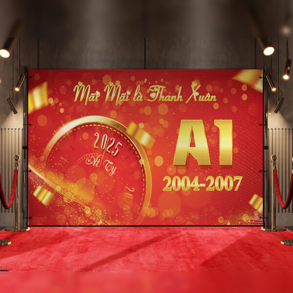 Thiết kế phông nền họp lớp, tất niên, year end party cuối năm màu đỏ