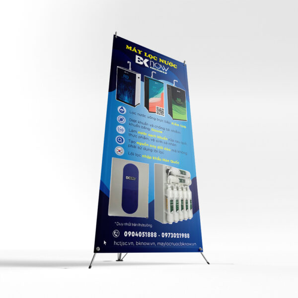 Thiết kế Standee quảng cáo máy lọc nước màu xanh dương