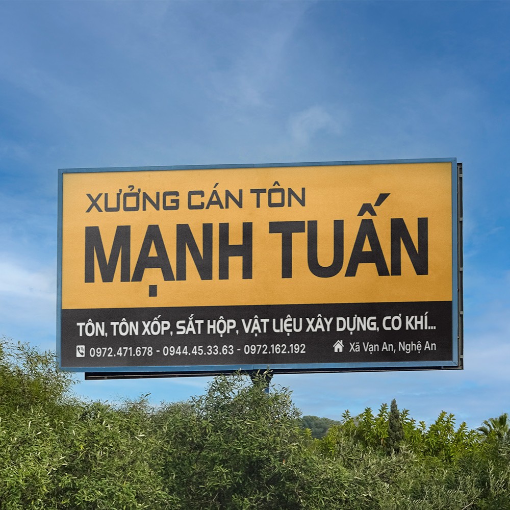 Thiết kế biển quảng cáo Xưởng cán tôn, nhà máy, nhà xưởng