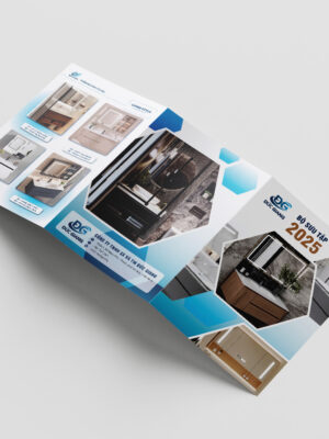 Thiết kế tờ rơi 6 mặt gập 3 kích cỡ A4, A5 thiết bị vệ sinh, tủ bếp